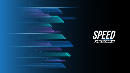 Abstract background technology high speed racing for sports of long exposure light on black background.Science geometric shape modern elegant design.Vector illustration.のイラスト素材