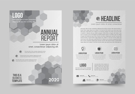Brochure design flyer template white and gray color geometric shapes design layout, annual report, magazine, poster, corporate report, banner, website.のイラスト素材