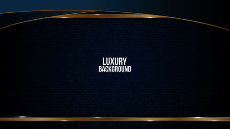 Abstract gold luxury background with papers shapes.Realistic texture with golden halftone glittering dots.Vector geometric pattern dark blue.のイラスト素材