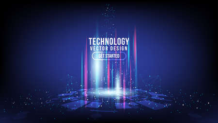 Abstract technology background Hi-tech communication concept, technology, digital business, innovation, science fiction scene vector illustration with copy-space.のイラスト素材