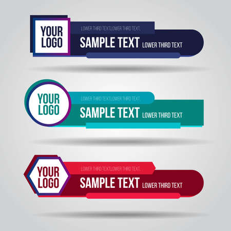 Lower third live red blue and orange design tv template modern contemporary. Set of banners bar screen broadcast show bar name. Collection of lower third for video editing on transparent background.のイラスト素材