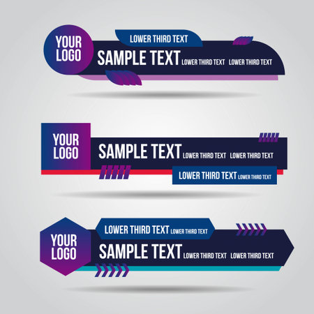 Lower third white and colorful design template modern contemporary.Set of banners bar screen broadcast bar name.Collection of lower third for video editing on transparent background.のイラスト素材