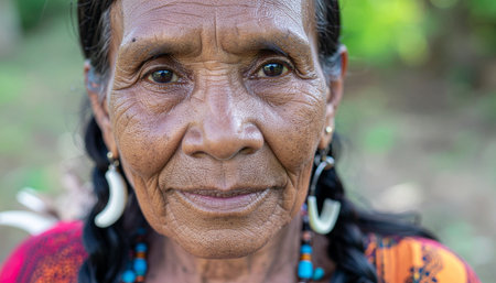 Portrait of an old woman in Surat Thani, Thailand.の素材