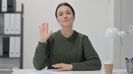 Young Woman Talking on Video Chatの写真素材