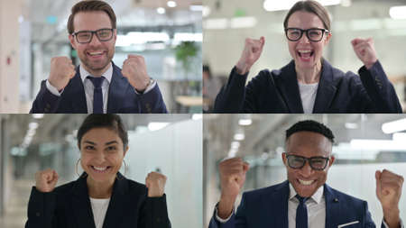 Collage of Business People Celebrating Successの写真素材