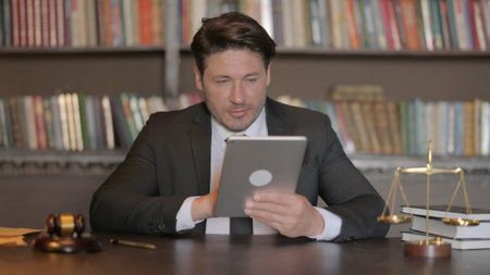 Male Lawyer using Tablet in Office