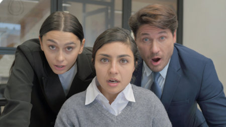Portrait of Indian Businesswoman with Teammates Reacting to Loss