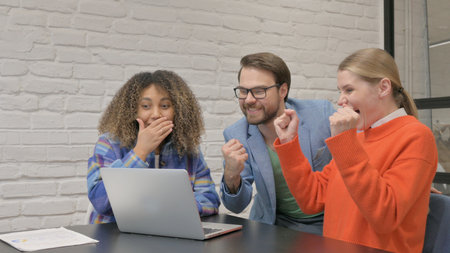 Multiethnic Entrepreneurs Celebrating Success of Tradeの写真素材