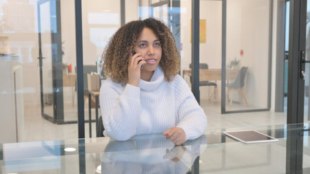 African American Woman Talking on phoneの写真素材