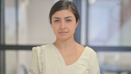 Portrait of Serious Young Indian Woman