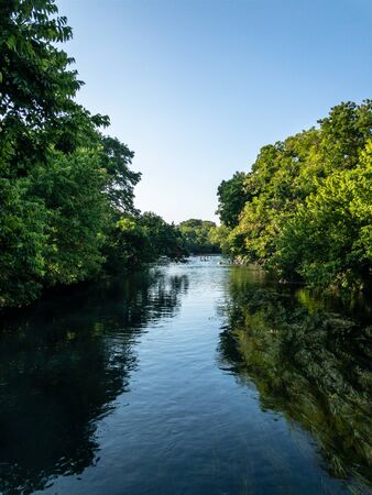 Calm river in San Marcos Texasの写真素材