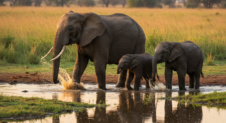 Elephants in Chobe National Park, Botswana, Africaの素材