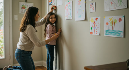 Mother and daughter playing together at home. They are having fun while learning to count.の素材