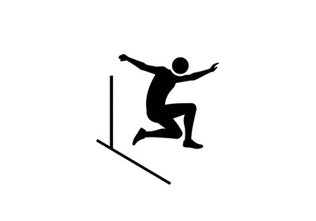 Athletic man jumping into the air. Vector illustration.の素材