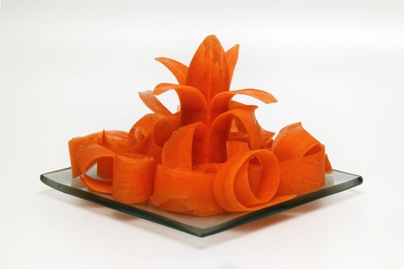 fancy fruit and vegetables with the use of cutting of thin stripsの写真素材