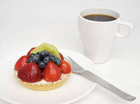 fruit tart and coffeeの写真素材