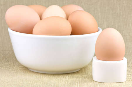 fresh eggs in a bowlの写真素材