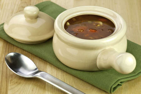 A bowl of healthy vegetable soupの写真素材