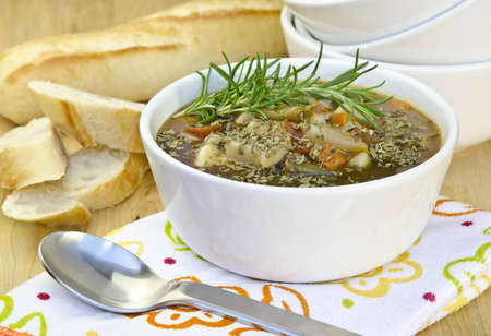 Bowl of beef vegetable soupの写真素材