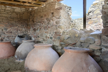 old clay pot excavations into ancient city ruinsの写真素材