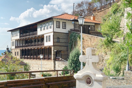 st  Joakim Osogovski monastery, Macedonia, stone grave crossのeditorial素材
