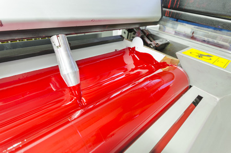 modern mixing processred ink tool in the fountains four color printing press