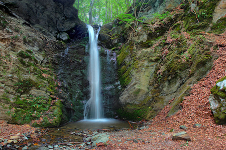 Famous Waterfall in Spring Pehcevo, Macedonia hidden in deep in ecology clean environment forestの写真素材