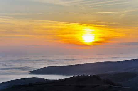 Majestic sunset in the mountains landscape  HDR imageの写真素材