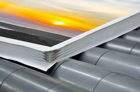 magazine binding process after offset print. の写真素材