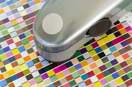 offset machine press print run at table, fountain key spectrometer control unitの写真素材