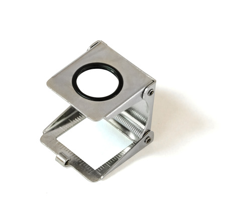 chrome magnifier isolated on white with clipping pathの写真素材