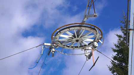 giant wheel from the top of a ski lift, mountain resortの写真素材
