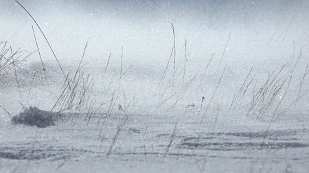 Snow Blown by the Wind in the Mountainsの写真素材