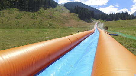 Bansko, Bulgaria with longest water slide at aquapark during summer holidayの写真素材