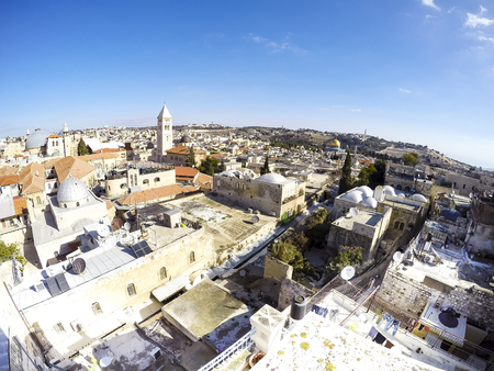 Jerusalem skyline, Israel with view of Church of the Holy Sepulchreのeditorial素材