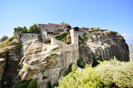 The Monastery of Great Meteoron is the largest monastery at Meteora. Meteora is one of the most precipitously built complexes of Eastern Orthodox monasteries in Greeceの写真素材