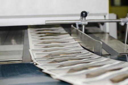 Magazine offset printing machine close upの写真素材