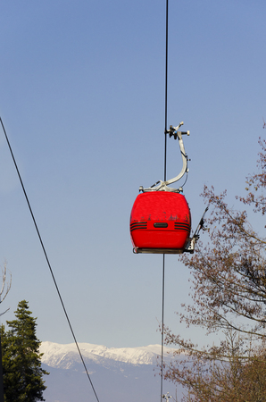 Cable Car in Winter. Bansko, Bulgariaの写真素材