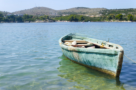 Small old fishing boatの写真素材