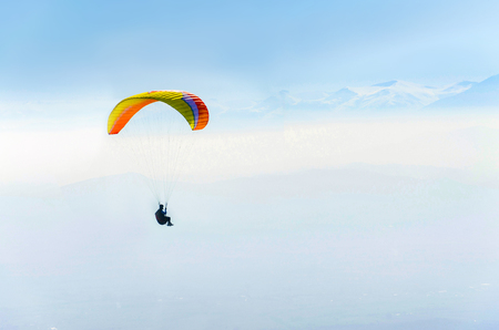 paragliding in the Himalayasの写真素材