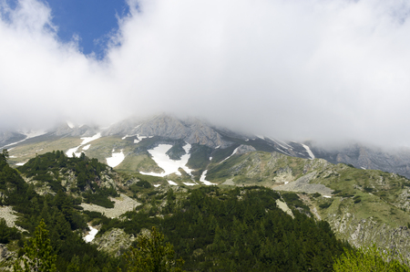 High mountain in morning time. Beautiful natural landscapeの写真素材