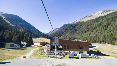 Ski lift pov at Banderishka Polyana in summer time, Bansko, Bulgaria, 15 June 2014のeditorial素材
