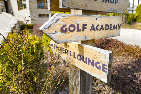 Signs at the golf course with dofの写真素材