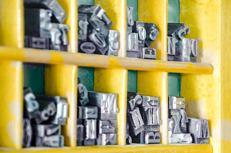 Historical letterpress types, also called as lead letters. These kind of letters were used in...