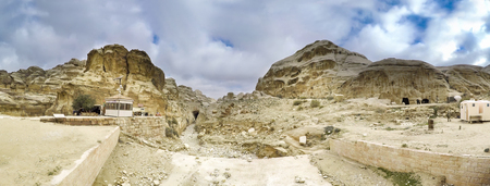 Panorama of Petra, Jordan, Middle East -- it is a symbol of Jordan, as well as Jordan's most-visited tourist attraction. Petra has been a UNESCO World Heritage Site since 1985のeditorial素材