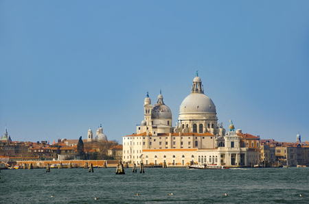 Canal Grande and Basilica di Santa Maria della Salute, Venice, Italyの写真素材