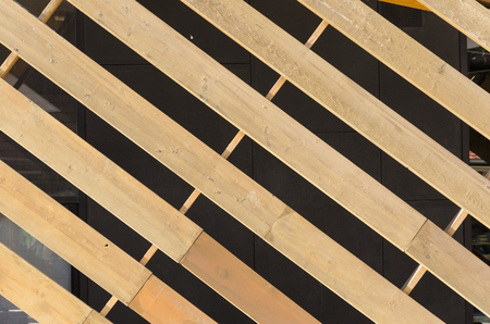 Old plank wooden wall sun protection blinds backgroundの写真素材