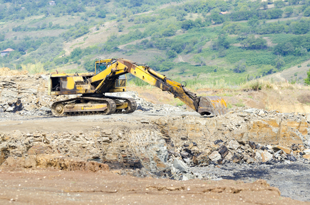 opencast mine excavator and railwayの写真素材