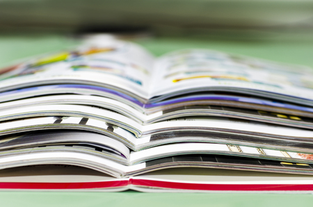 a pile of magazines close upの写真素材