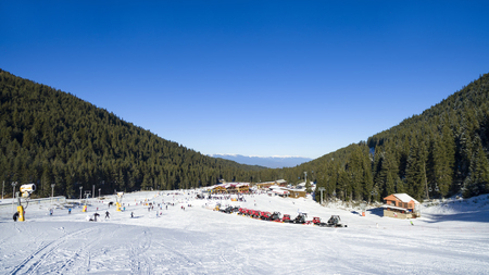 World ski cup resort Bansko, Bulgaria at Banderitsa slopeの写真素材